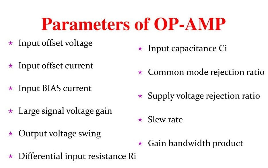 Parameters of op-amp, characteristice of op-amp